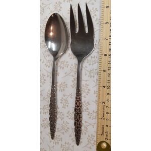 International Silver Lyon ROMANESQUE Stainless Scrolls Serving Spoon & Fork